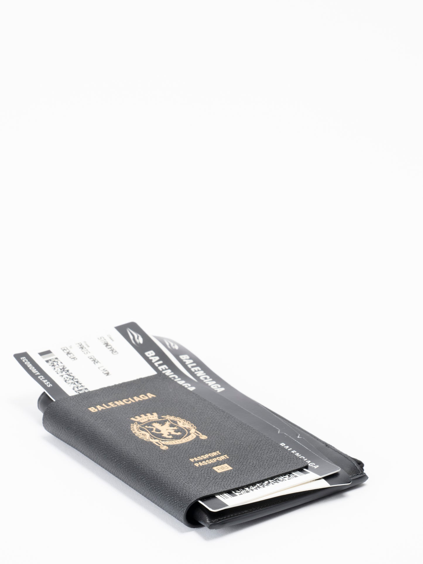 バレンシアガ パスポートフォンケース レザー ブラック シルバー金具