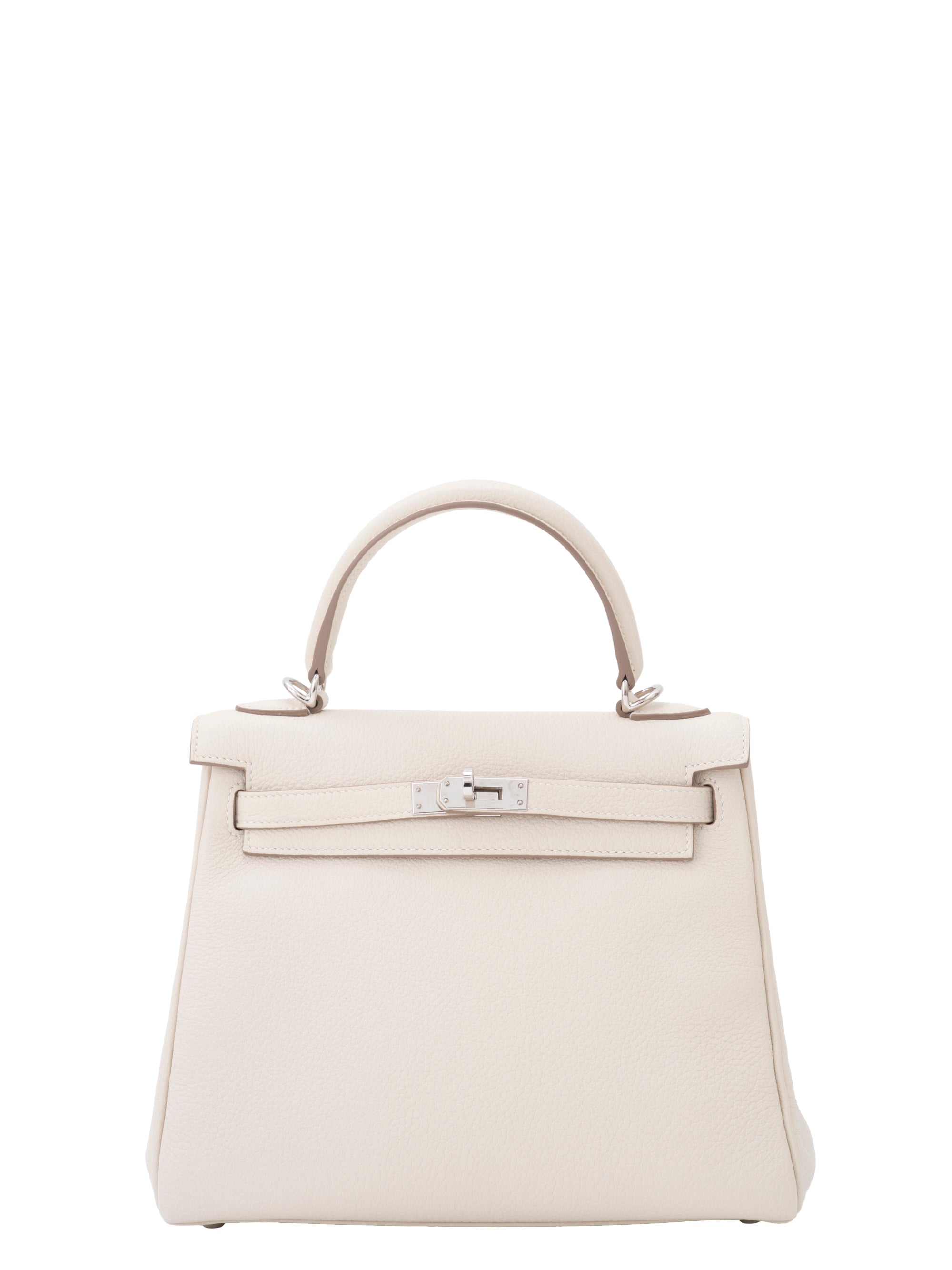 Hermès Kelly 25 Retourne Handbag, W stamp: 2024, Togo leather, Craie, Silver hardware