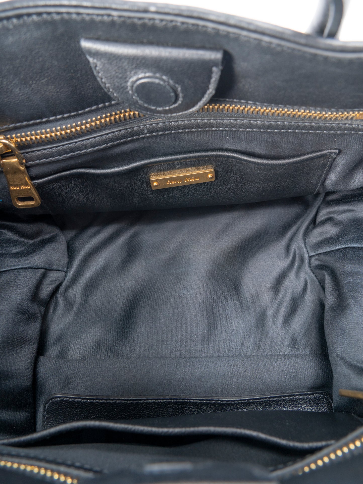 ミュウミュウ マテラッセ 2WAY トートバッグ レザー ブラック ゴールド金具