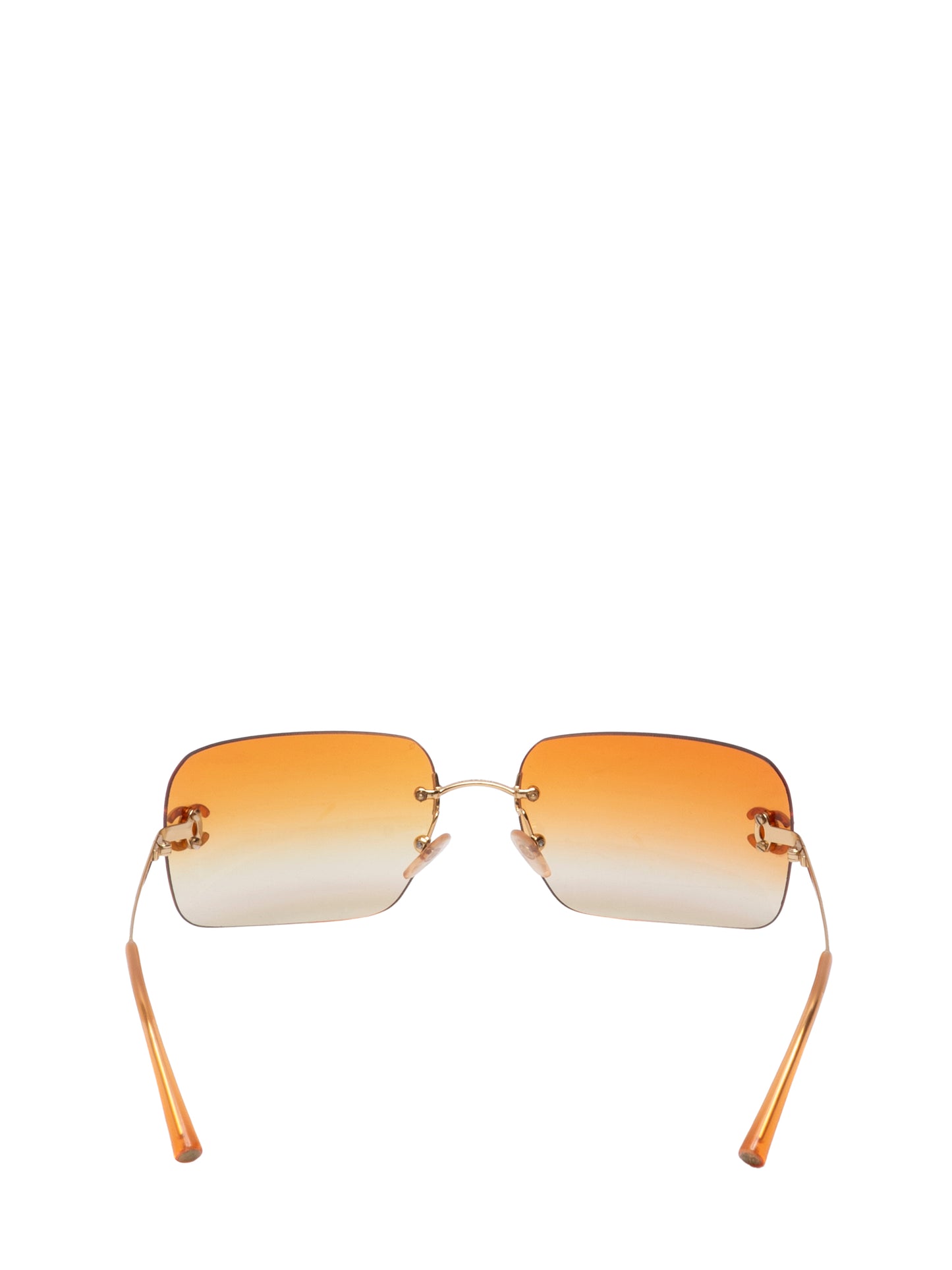 シャネル ココマーク サングラス 4017-D ラインストーン プラスチック オレンジ シルバー金具