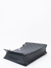 CHANEL Matelassé Chain Tote Bag, Caviar Skin, Serial Plate, Black, Silver Hardware