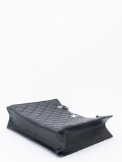 CHANEL Matelassé Chain Tote Bag, Caviar Skin, Serial Plate, Black, Silver Hardware