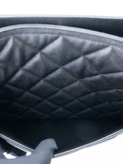 CHANEL Matelassé Chain Tote Bag, Caviar Skin, Serial Plate, Black, Silver Hardware