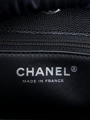CHANEL Matelassé Chain Tote Bag, Caviar Skin, Serial Plate, Black, Silver Hardware