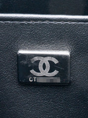 CHANEL Matelassé Chain Tote Bag, Caviar Skin, Serial Plate, Black, Silver Hardware