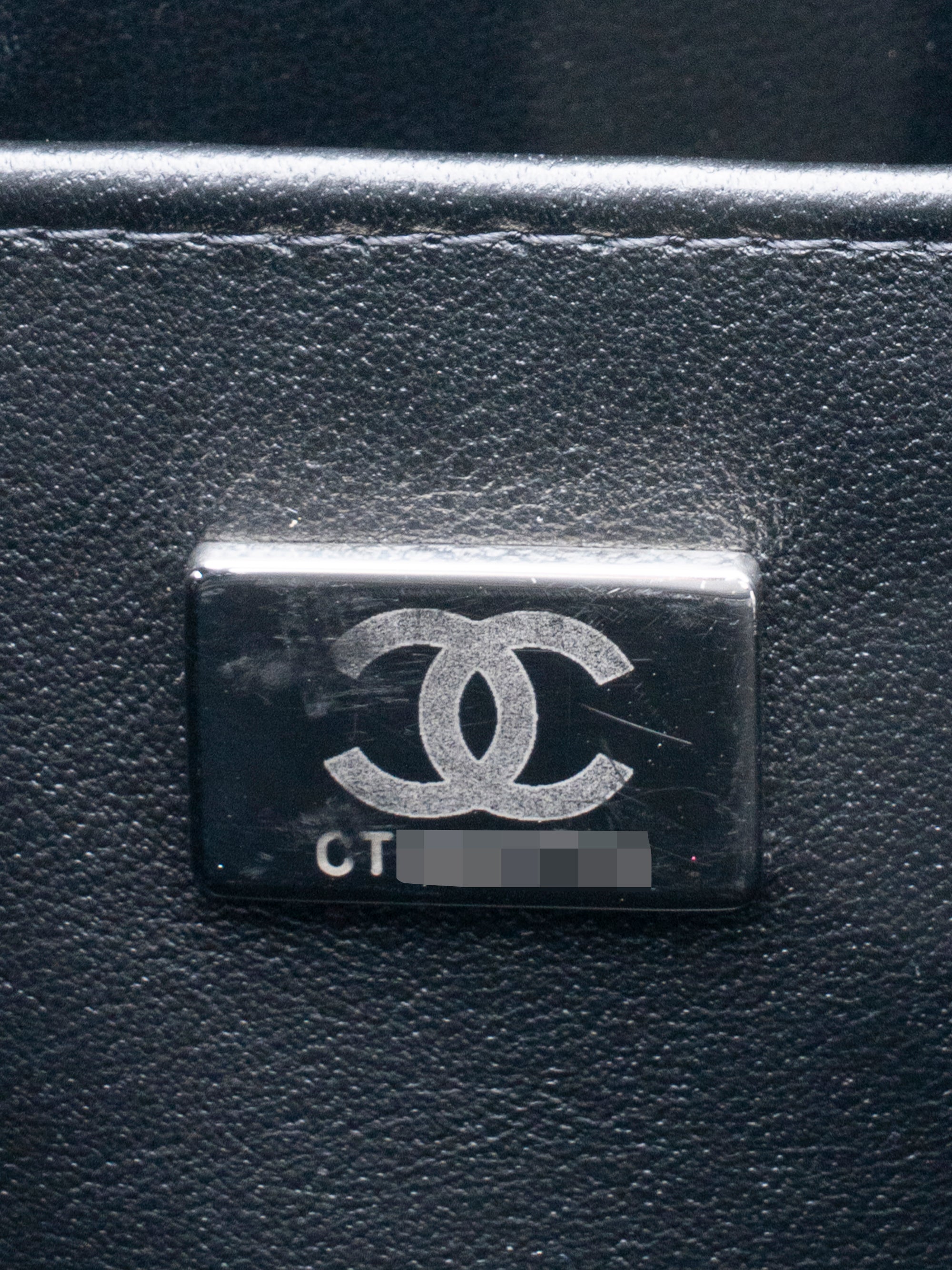 CHANEL Matelassé Chain Tote Bag, Caviar Skin, Serial Plate, Black, Silver Hardware
