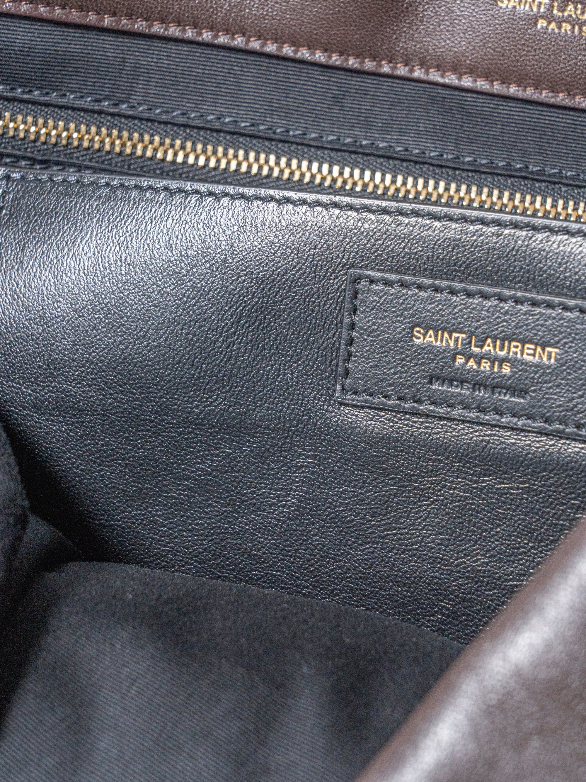 Saint Laurent Jamie Large Chain Shoulder Bag Leather Dark Brown Gold-Tone Hardware