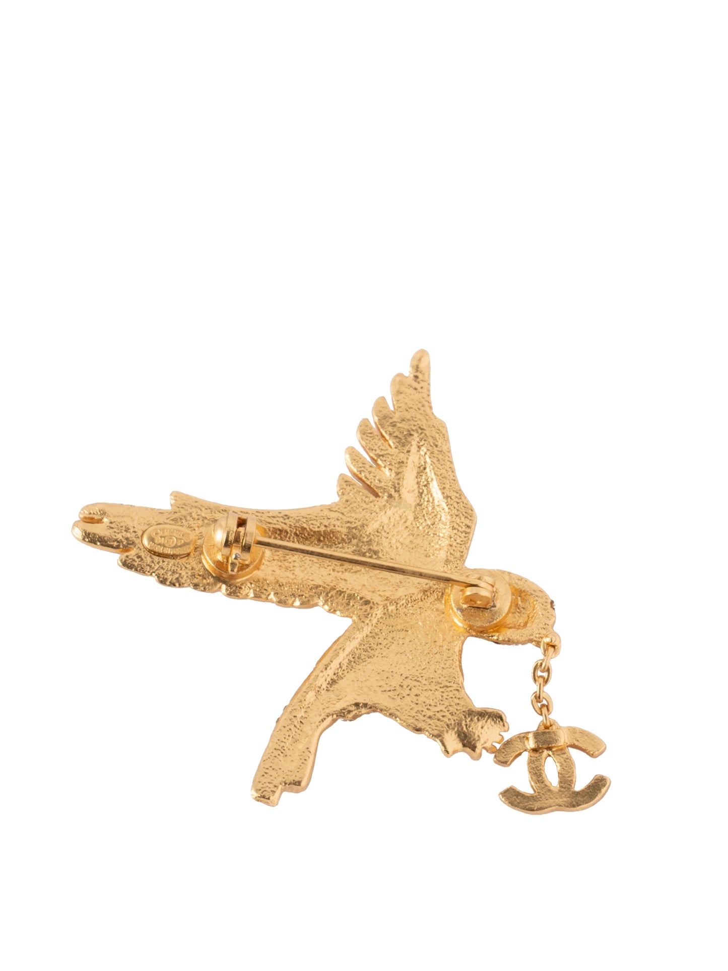 シャネル イーグル ラインストーン ブローチ 金メッキ ゴールド