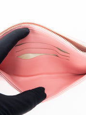 CHANEL Matelassé Slim Wallet Long Wallet Lambskin Pink Gold Hardware