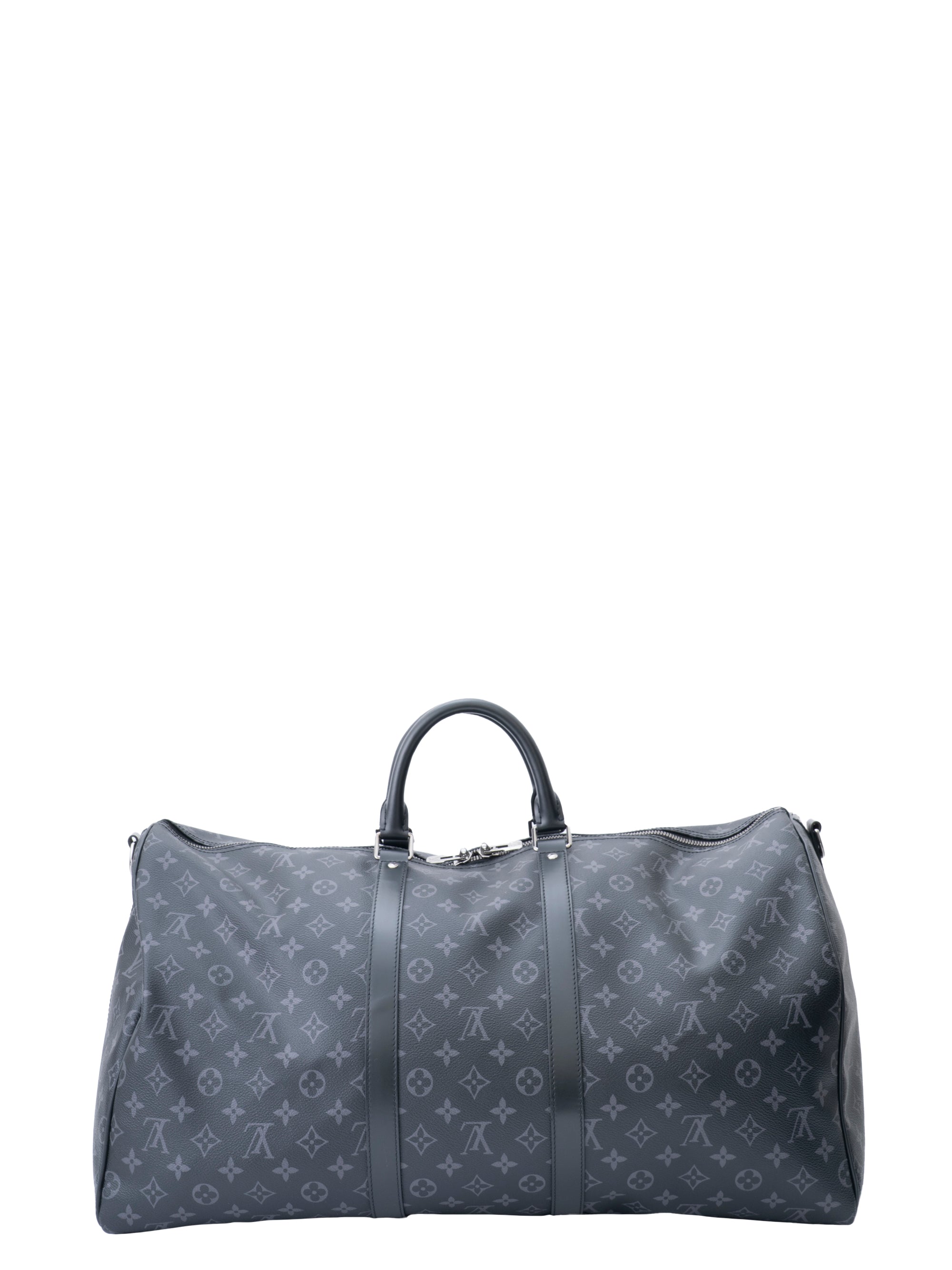 Louis Vuitton M40605 Eclipse Keepall Bandoulière 55 IC Chip Boston Bag Monogram Canvas Black Silver-tone Hardware