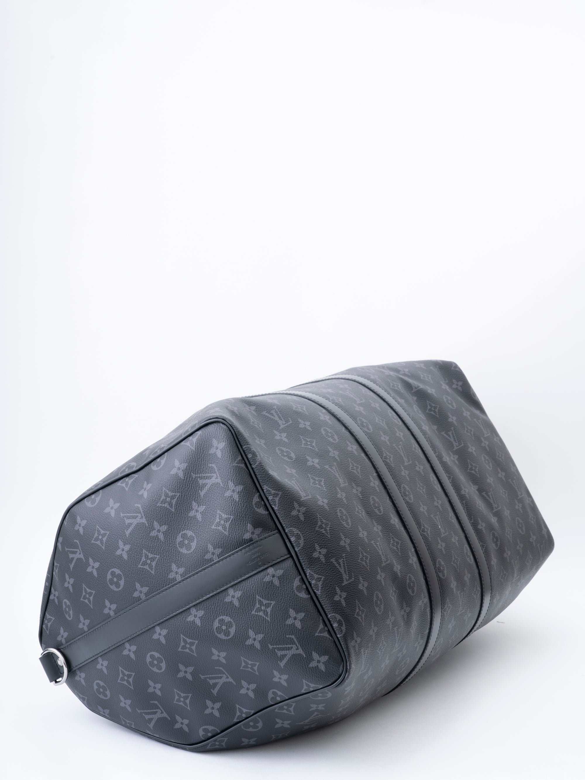 Louis Vuitton M40605 Eclipse Keepall Bandoulière 55 IC Chip Boston Bag Monogram Canvas Black Silver-tone Hardware