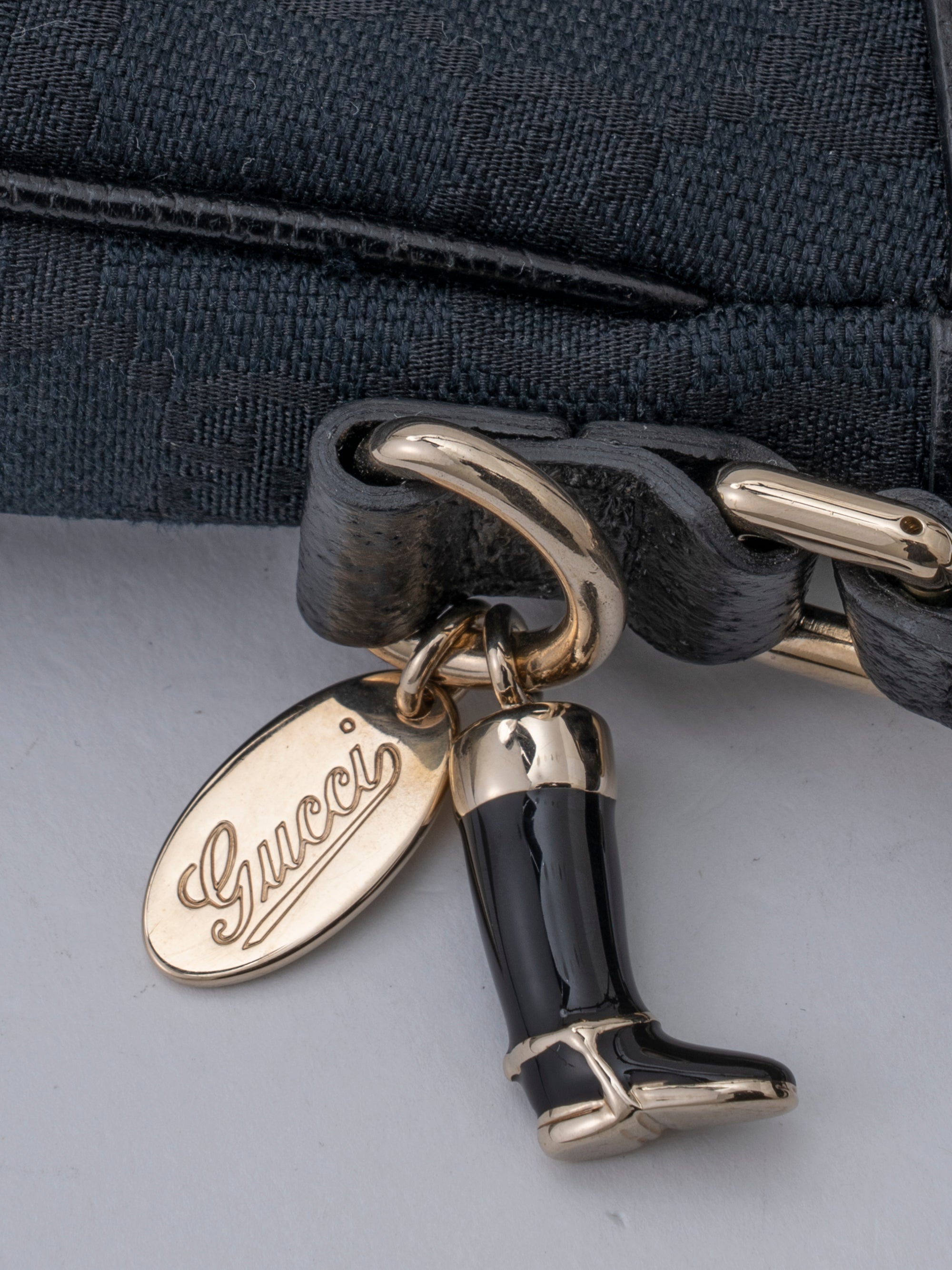 Gucci GG Canvas Accessory Pouch Canvas Black Gold Hardware