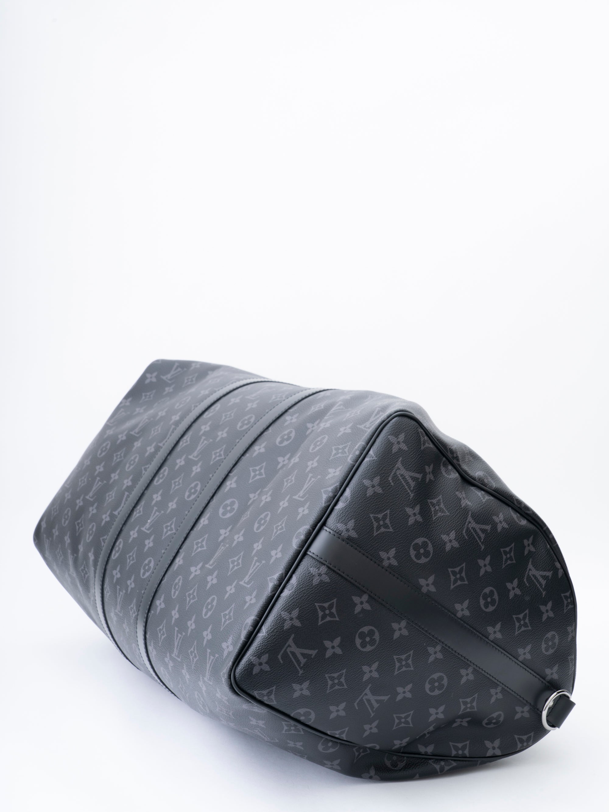 Louis Vuitton M40605 Eclipse Keepall Bandoulière 55 IC Chip Boston Bag Monogram Canvas Black Silver-tone Hardware