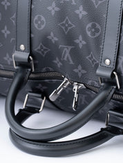 Louis Vuitton M40605 Eclipse Keepall Bandoulière 55 IC Chip Boston Bag Monogram Canvas Black Silver-tone Hardware