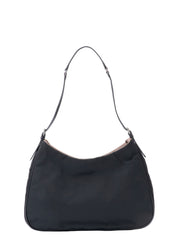 Prada Triangle Logo Shoulder Bag Nylon Black Silver Hardware