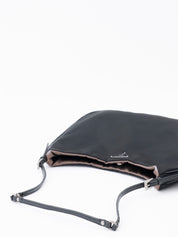 Prada Triangle Logo Shoulder Bag Nylon Black Silver Hardware