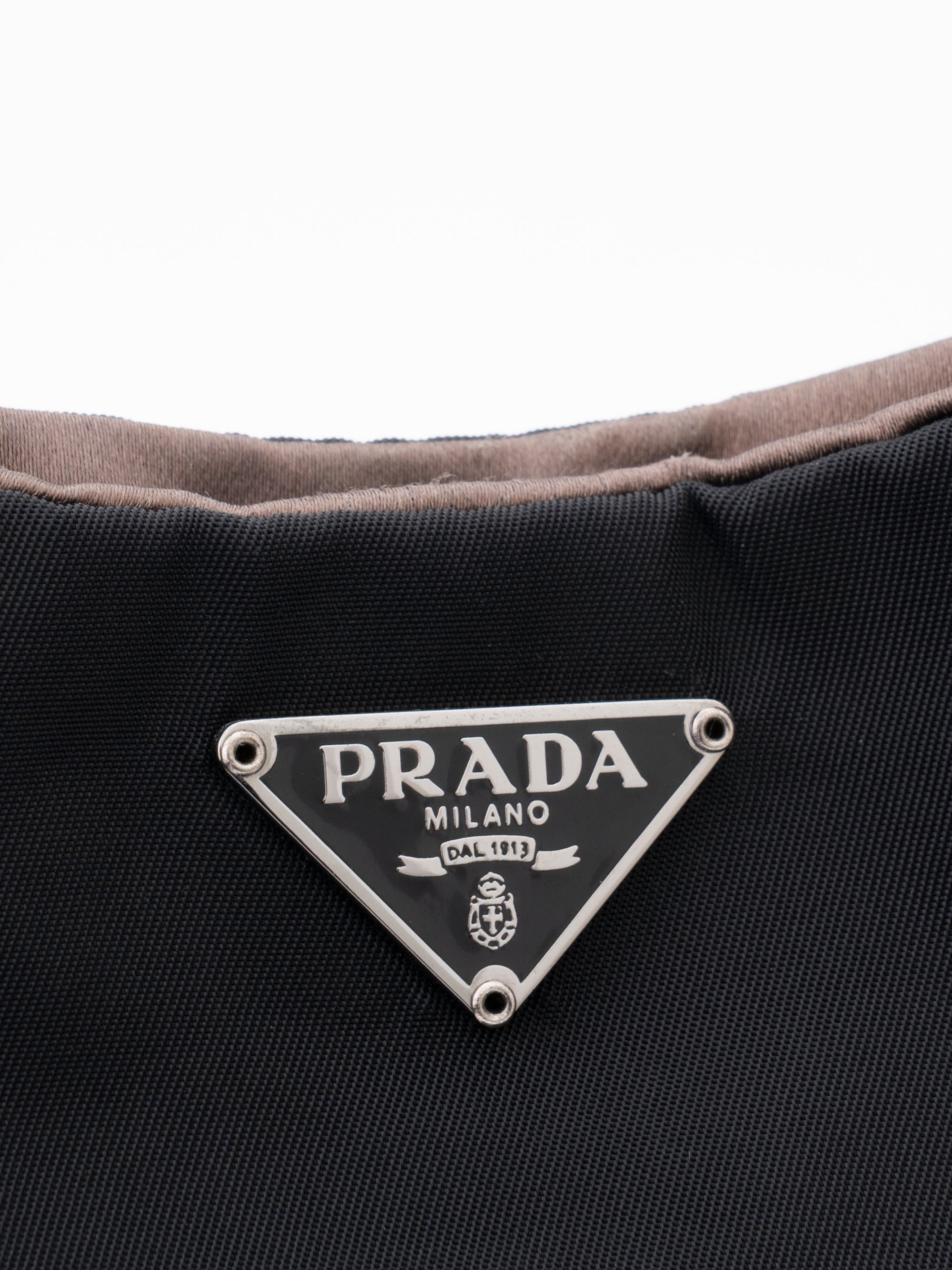Prada Triangle Logo Shoulder Bag Nylon Black Silver Hardware