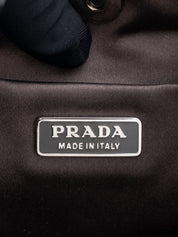 Prada Triangle Logo Shoulder Bag Nylon Black Silver Hardware