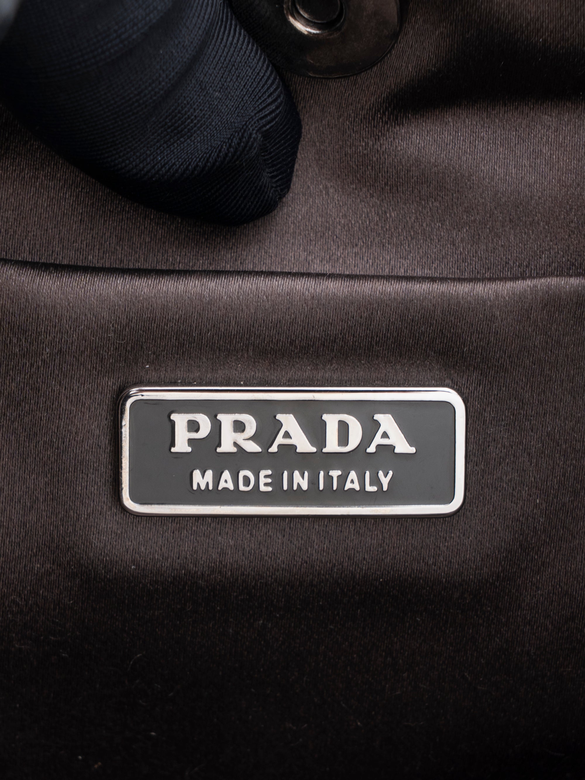 Prada Triangle Logo Shoulder Bag Nylon Black Silver Hardware