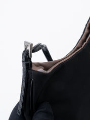 Prada Triangle Logo Shoulder Bag Nylon Black Silver Hardware