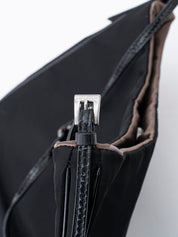 Prada Triangle Logo Shoulder Bag Nylon Black Silver Hardware