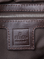 フェンディ ズッカ ハンドバッグ キャンバス ブラウン シルバー金具