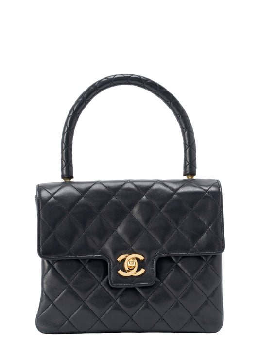シャネル マトラッセ ハンドバッグ ラムスキン ブラック ゴールド金具