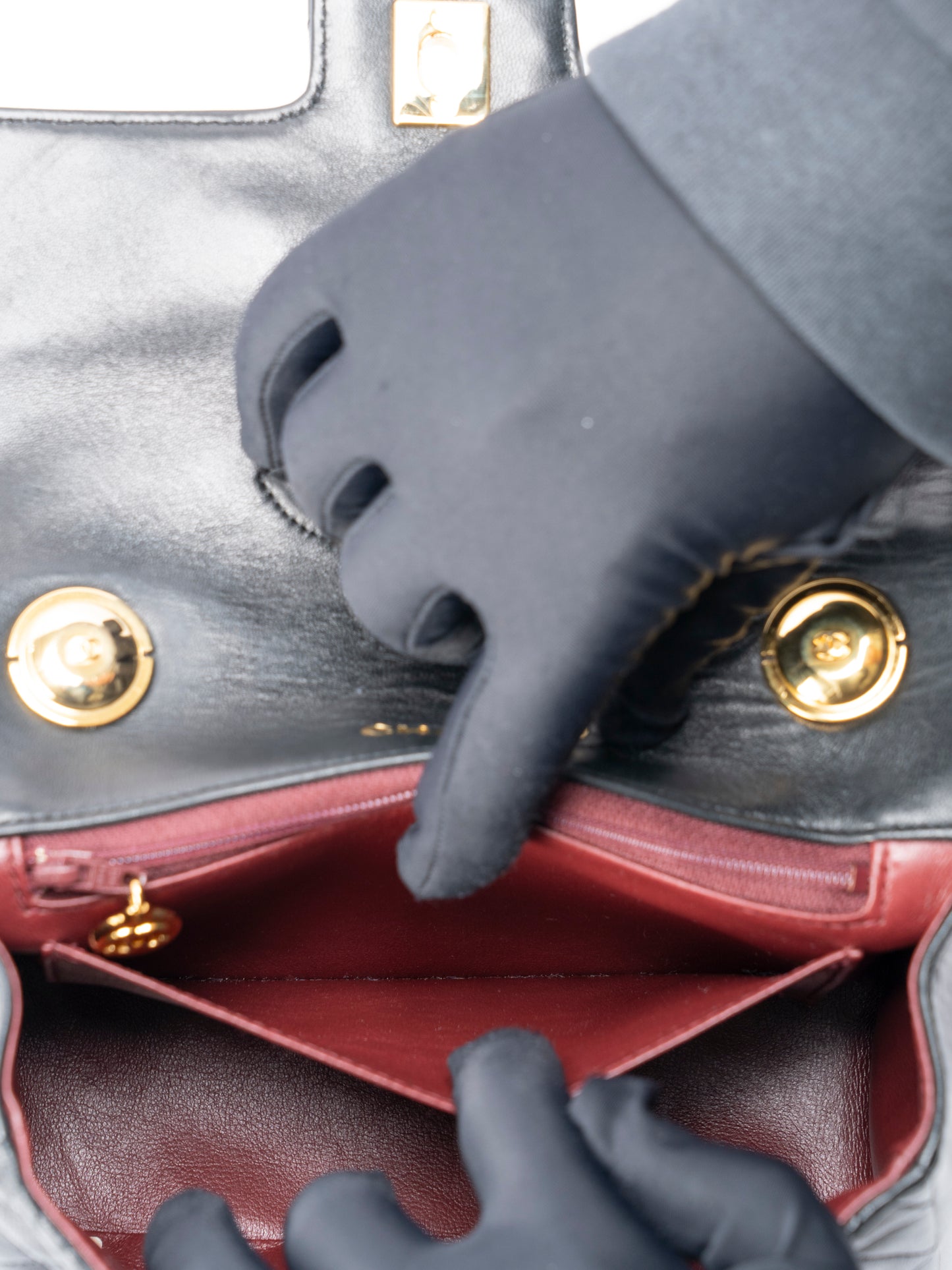 シャネル マトラッセ ハンドバッグ ラムスキン ブラック ゴールド金具