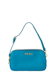 Miu Miu Mini Accessory Pouch Leather Blue Gold-Tone Hardware