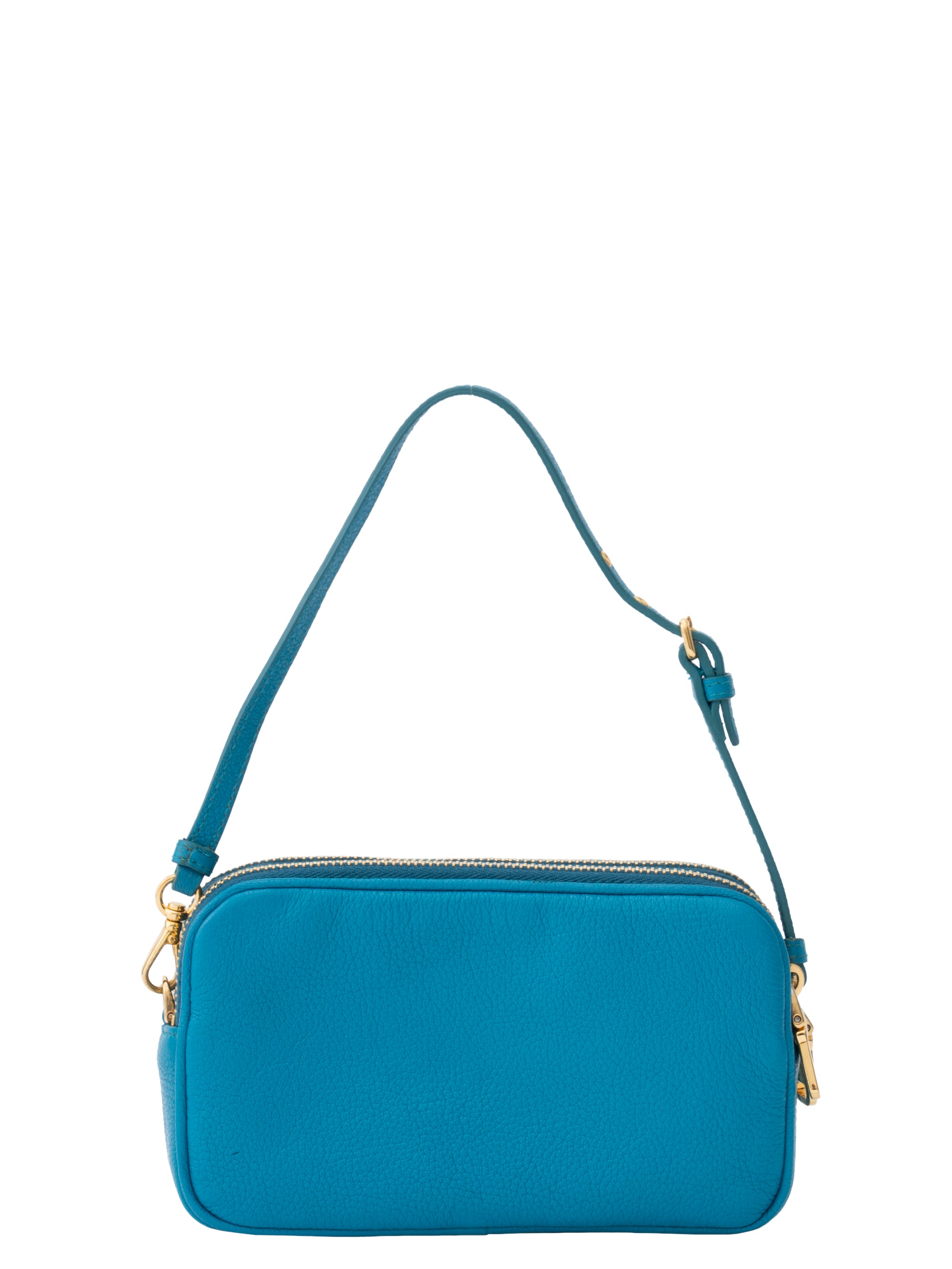 Miu Miu Mini Accessory Pouch Leather Blue Gold-Tone Hardware