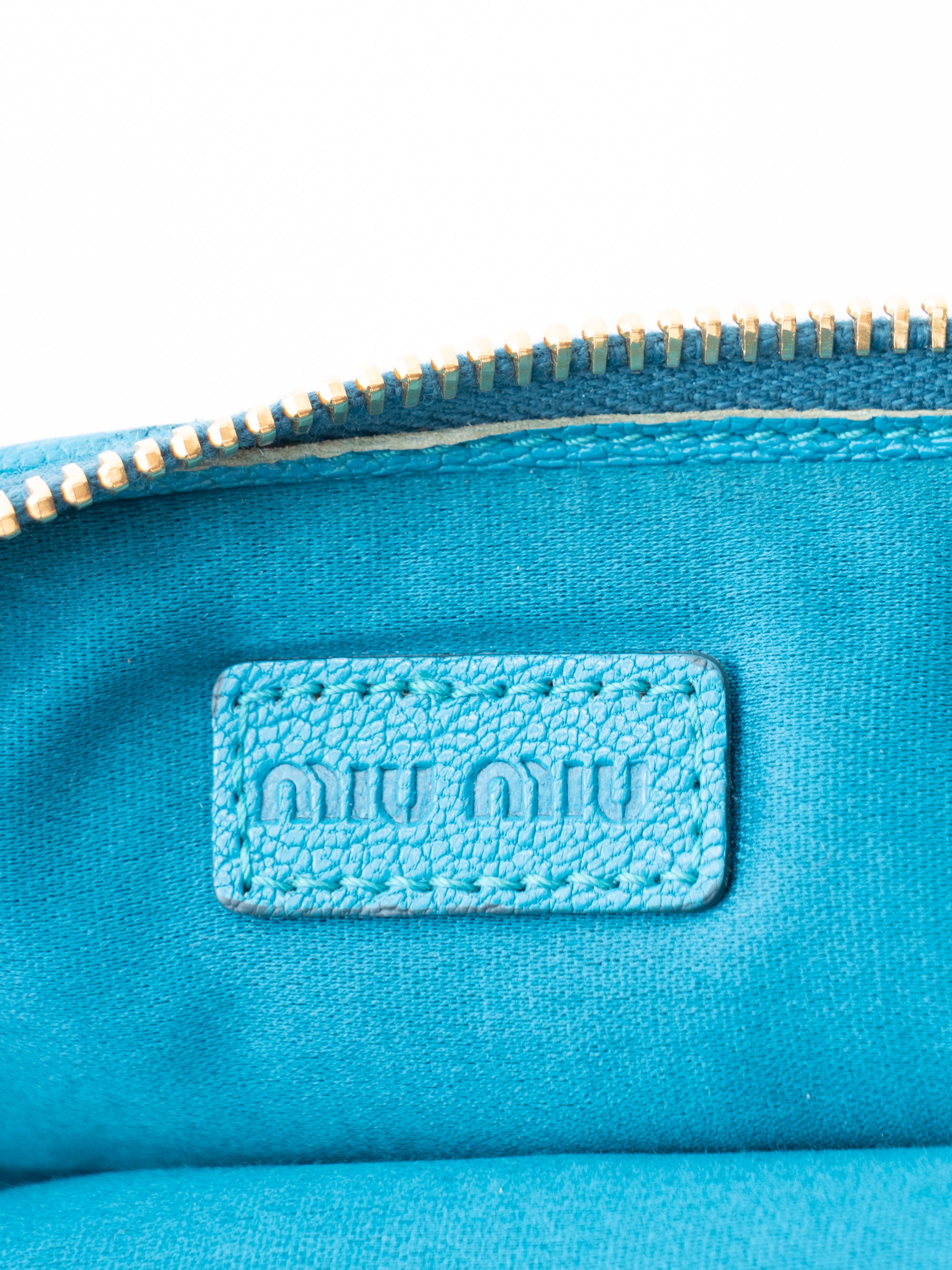 Miu Miu Mini Accessory Pouch Leather Blue Gold-Tone Hardware
