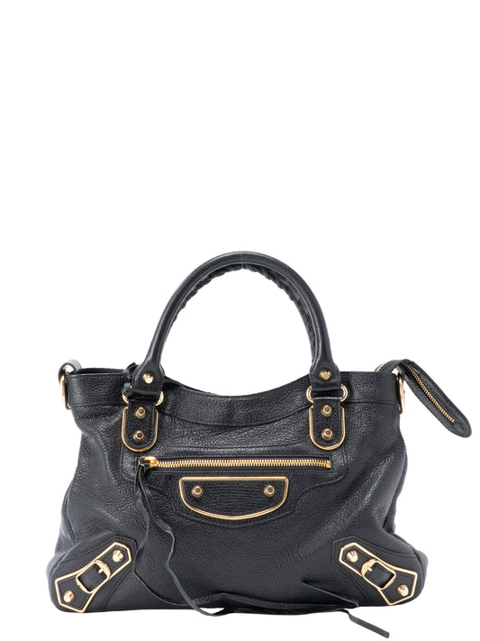 バレンシアガ ネオクラシック ミディアム 2WAYハンドバッグ レザー ブラック ゴールド金具