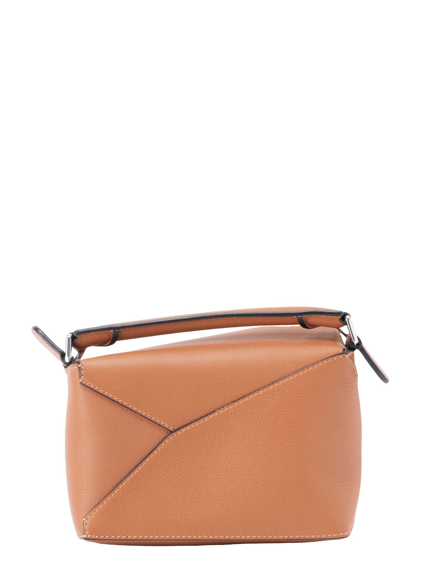 ロエベ パズルエッジ ハンドバッグ ミニ グレインカーフ ブラウン シルバー金具