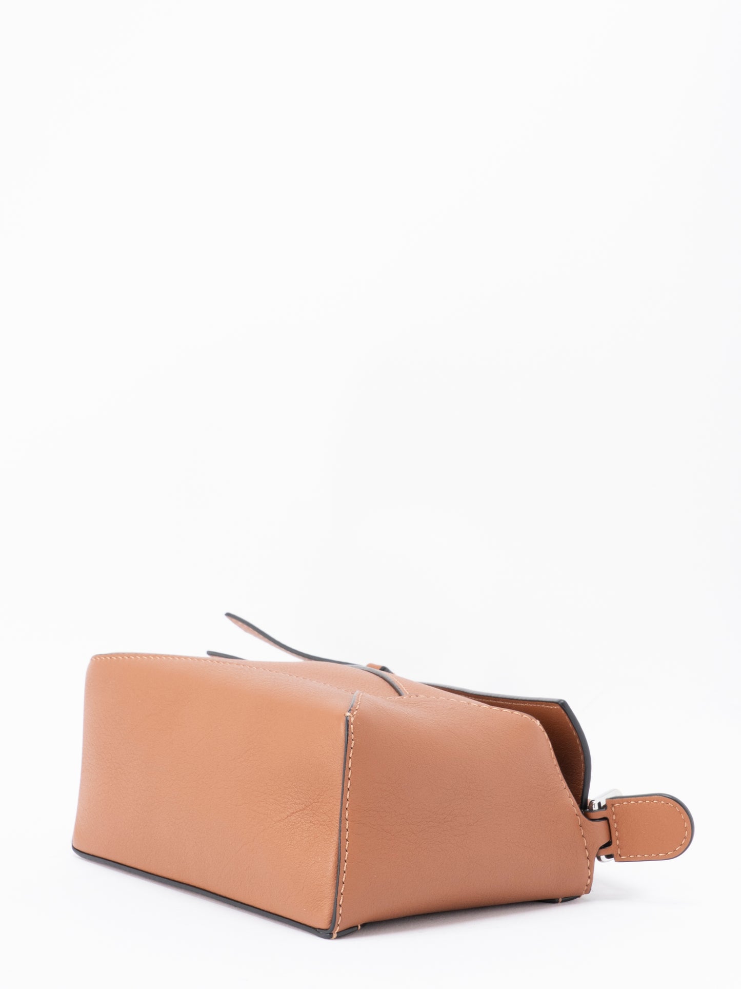 ロエベ パズルエッジ ハンドバッグ ミニ グレインカーフ ブラウン シルバー金具