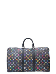 Louis Vuitton M13745 LVxTM Keepall Bandoulière 50 Boston Bag Monogram Canvas Multicolor Black Silver Hardware Brand New