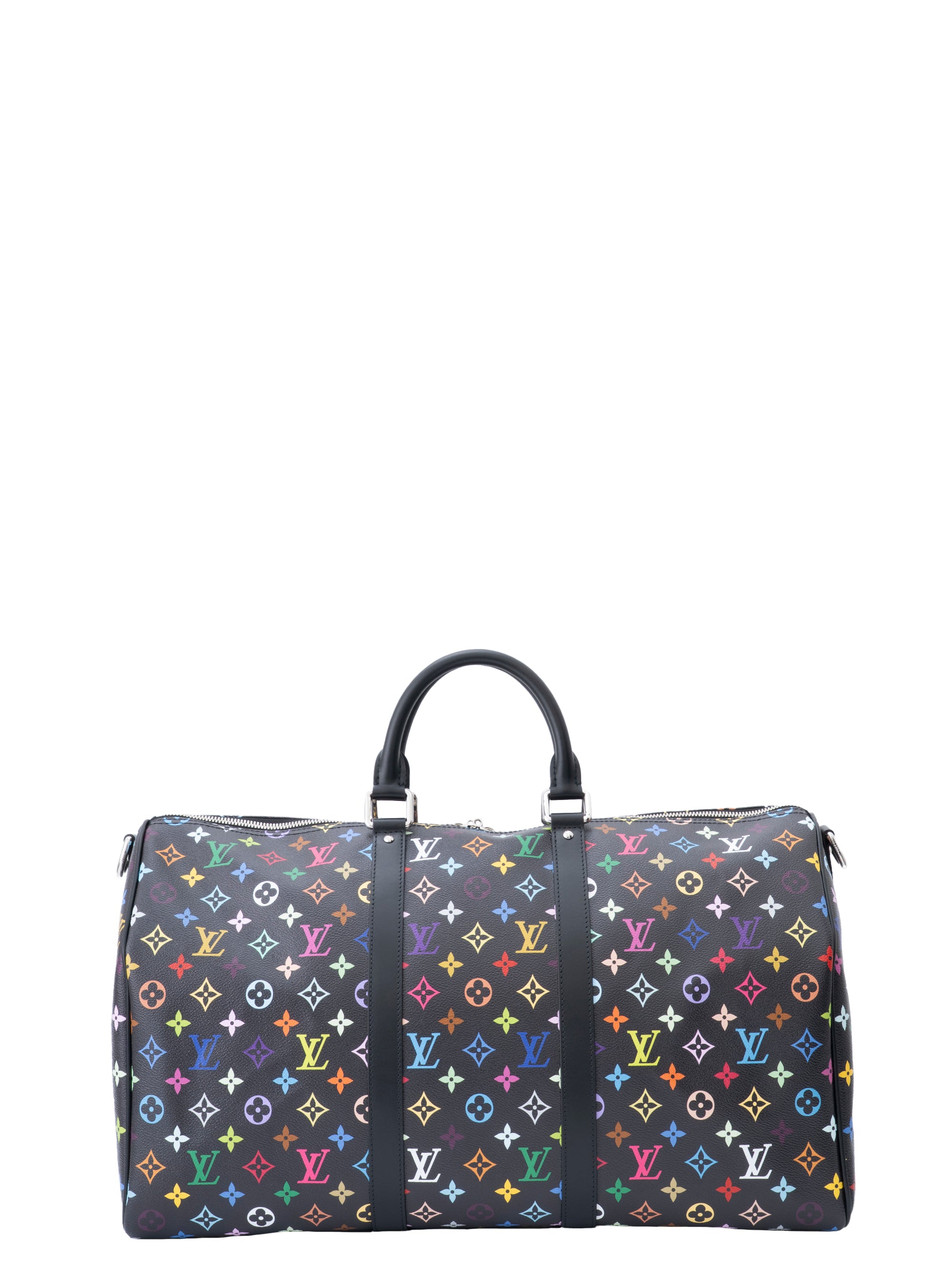 Louis Vuitton M13745 LVxTM Keepall Bandoulière 50 Boston Bag Monogram Canvas Multicolor Black Silver Hardware Brand New