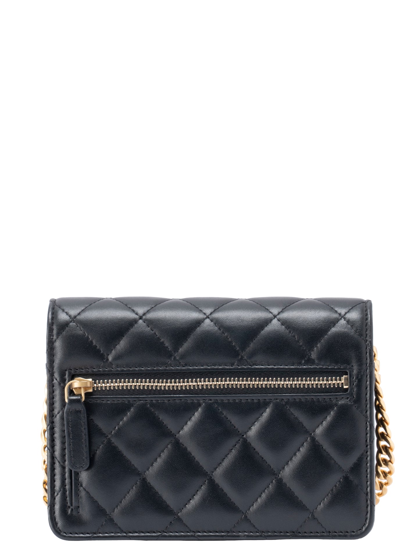 シャネル マトラッセ クラッチ チェーンウォレット ランダムシリアル ラムスキン パール ブラック ゴールド金具