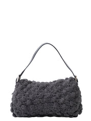 Fendi Mamma Bucket Shoulder Bag  Knit Gray Silver Hardware