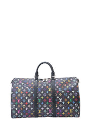 Louis Vuitton M13745 LVxTM Keepall Bandoulière 50 Boston Bag Monogram Canvas Multicolor Black Silver Hardware Brand New