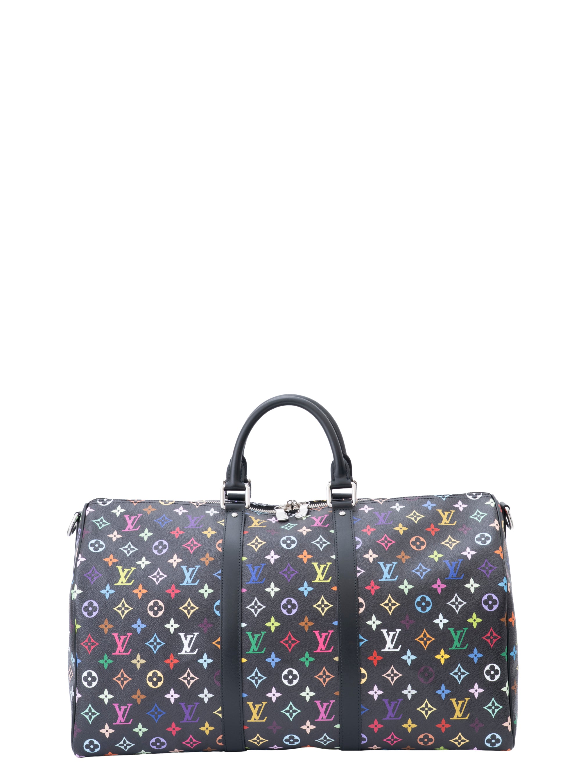 Louis Vuitton M13745 LVxTM Keepall Bandoulière 50 Boston Bag Monogram Canvas Multicolor Black Silver Hardware Brand New