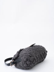 Fendi Mamma Bucket Shoulder Bag  Knit Gray Silver Hardware