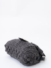 Fendi Mamma Bucket Shoulder Bag  Knit Gray Silver Hardware