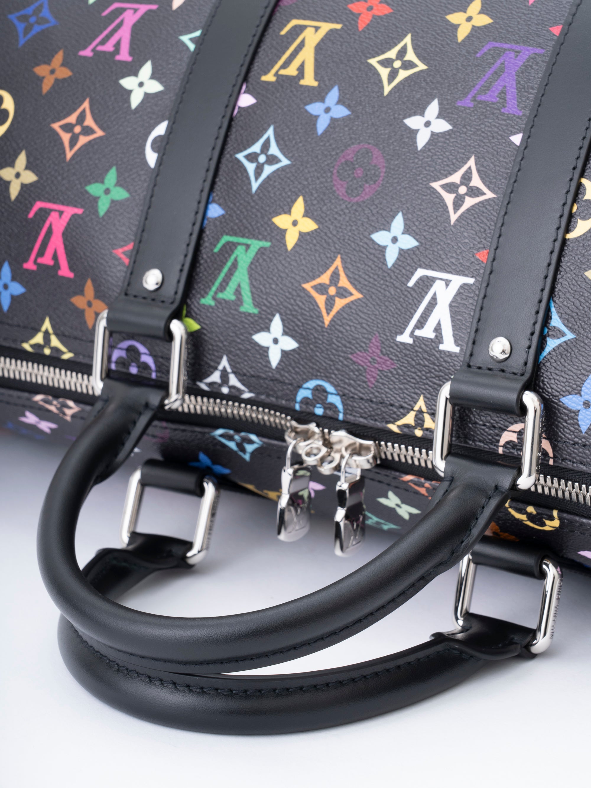 Louis Vuitton M13745 LVxTM Keepall Bandoulière 50 Boston Bag Monogram Canvas Multicolor Black Silver Hardware Brand New