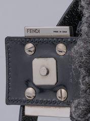Fendi Mamma Bucket Shoulder Bag  Knit Gray Silver Hardware