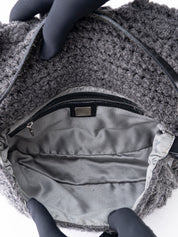Fendi Mamma Bucket Shoulder Bag  Knit Gray Silver Hardware