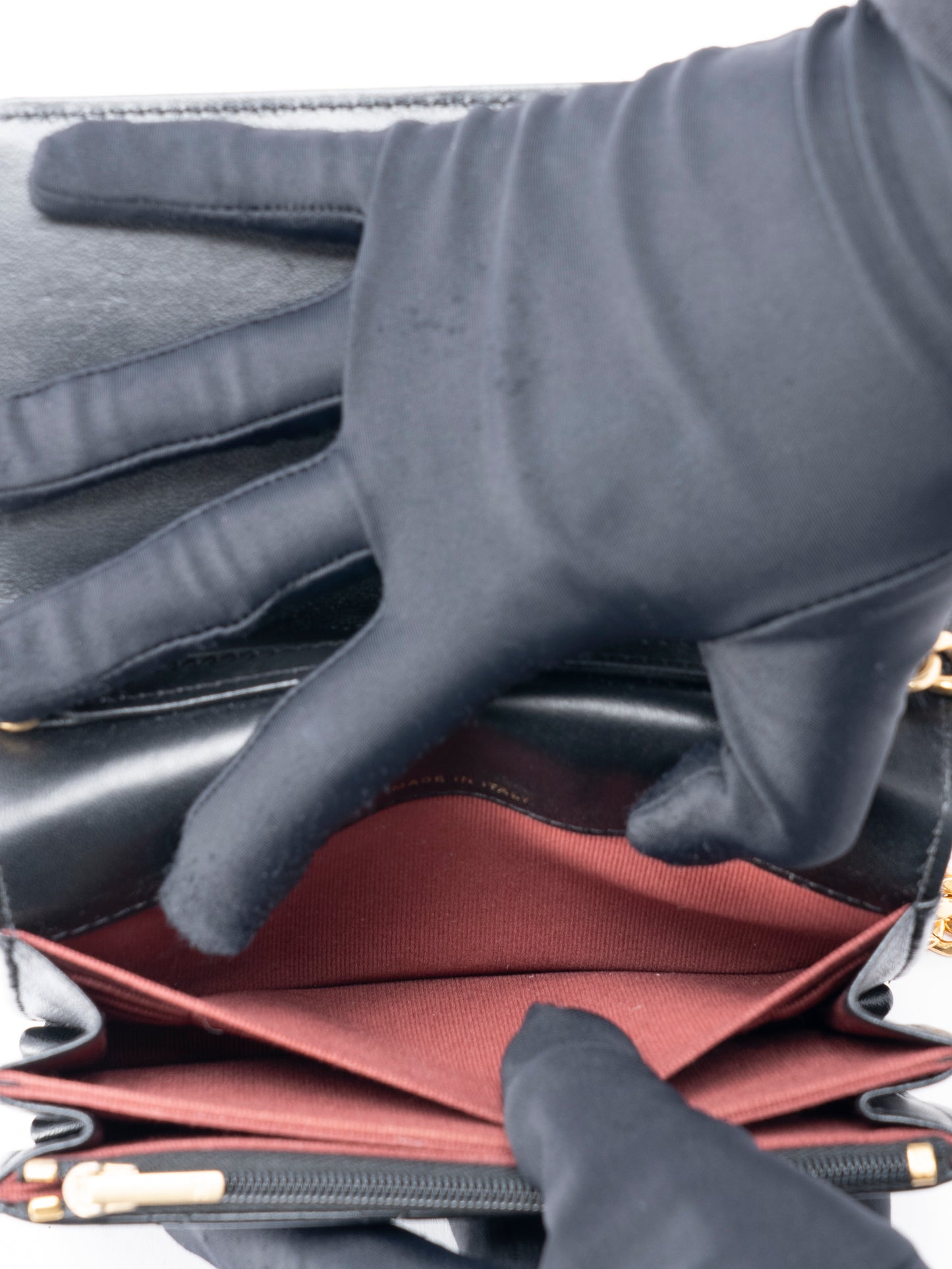 シャネル マトラッセ クラッチ チェーンウォレット ランダムシリアル ラムスキン パール ブラック ゴールド金具