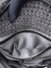 Fendi Mamma Bucket Shoulder Bag  Knit Gray Silver Hardware