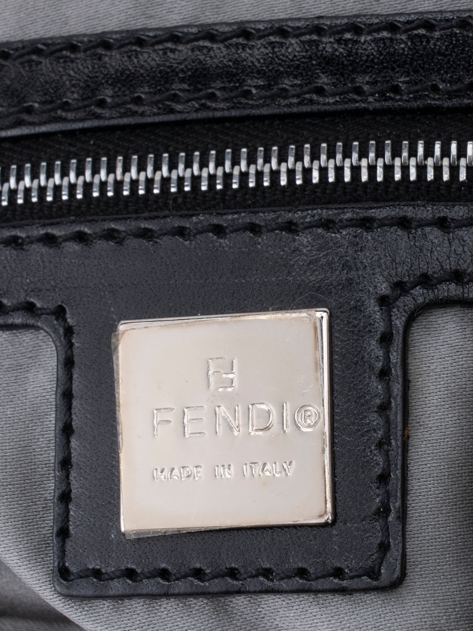 Fendi Mamma Bucket Shoulder Bag  Knit Gray Silver Hardware