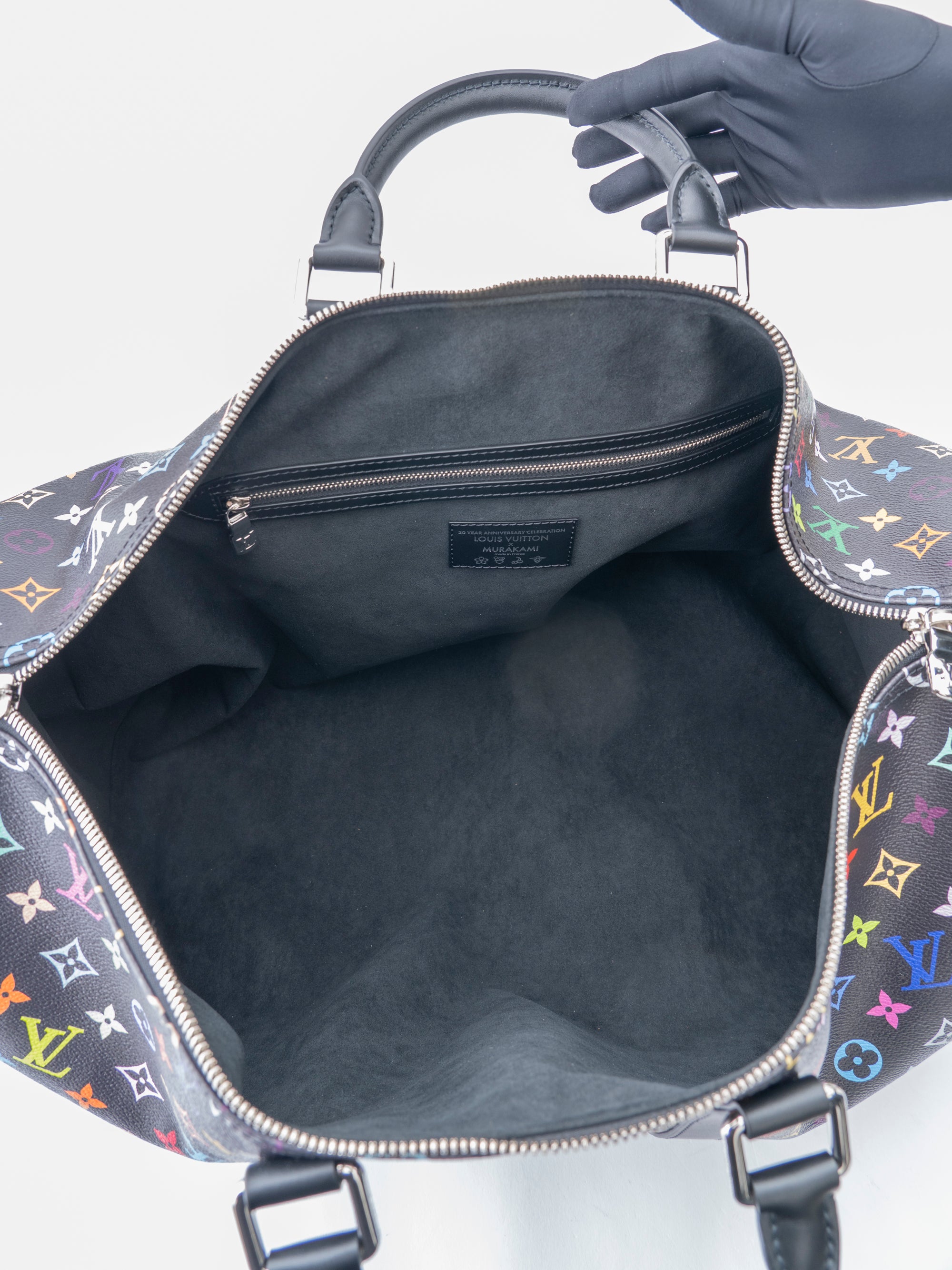 Louis Vuitton M13745 LVxTM Keepall Bandoulière 50 Boston Bag Monogram Canvas Multicolor Black Silver Hardware Brand New