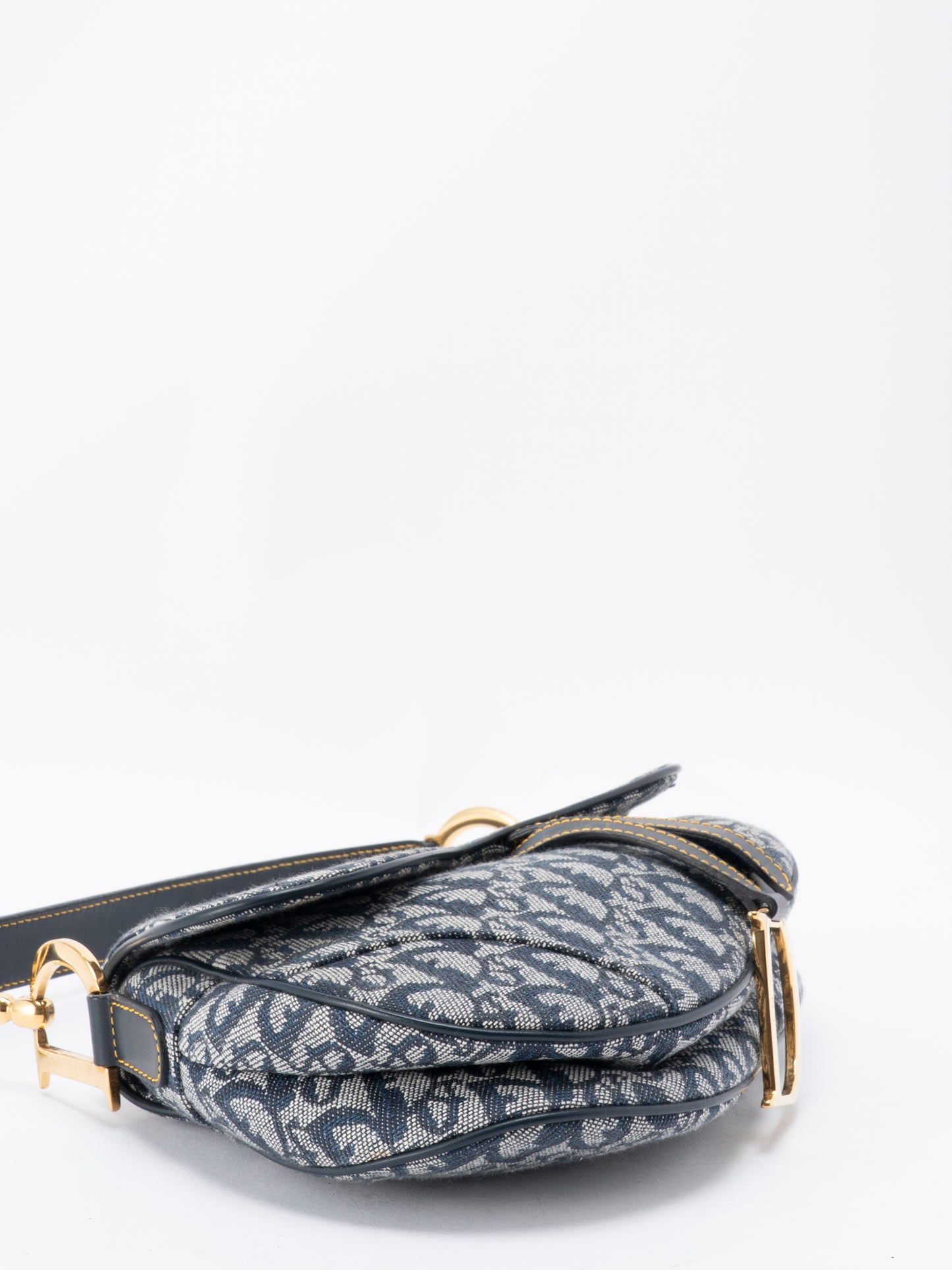 ディオール トロッター サドルバッグ ハンドバッグ キャンバス ネイビー ゴールド金具